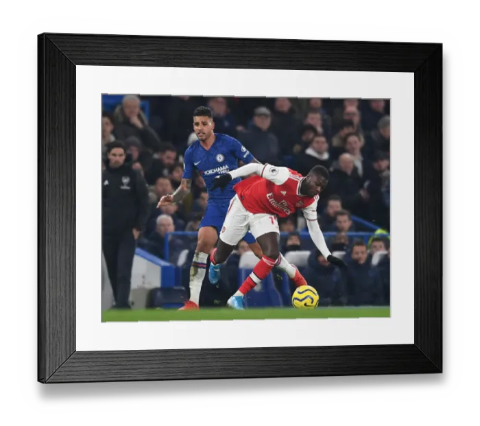 Framed Print : Clash of Titans: Pepe vs Emerson at Stamford Bridge - Chelsea vs Arsenal, Premier League 2019-2020 Framed Print : Clash of Titans: Pepe vs Emerson at Stamford Bridge - Chelsea vs Arsenal, Premier League 2019-2020