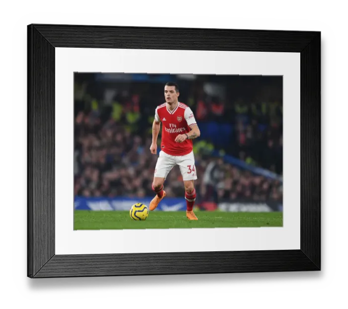 Framed Print : Granit Xhaka in Action: Chelsea vs. Arsenal, Premier League 2019-20