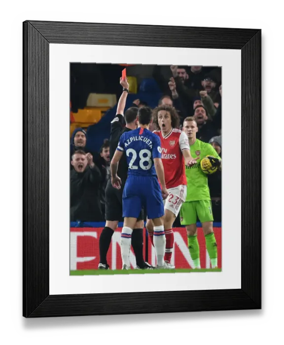 Framed Print : David Luiz Red Card: Dramatic Moment in Chelsea vs. Arsenal Premier League Clash (London, 2020)