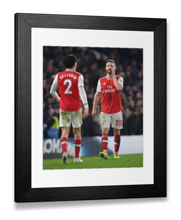 Framed Print : Mustafi Faces Off: Chelsea vs. Arsenal, Premier League 2019-20