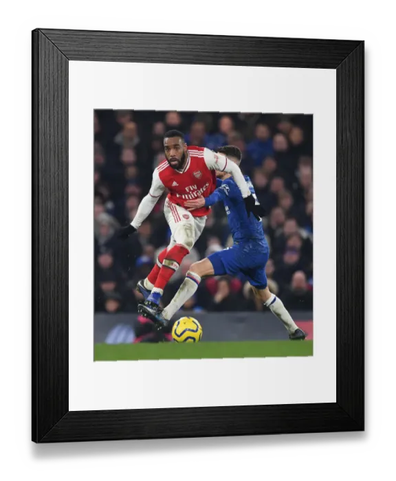 Framed Print : Alexandre Lacazette Outwits Jorginho: A Premier League Showdown at Stamford Bridge, 2019-20