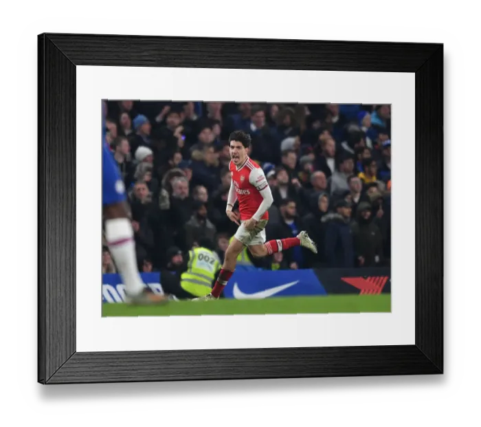 Framed Print : Hector Bellerin Scores the Second Goal: Chelsea vs. Arsenal, Premier League 2019-20