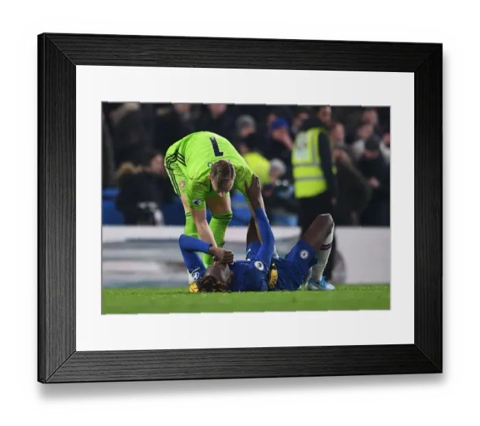 Framed Print : Clash of London Rivals: Abraham vs. Leno - Chelsea vs. Arsenal, Premier League 2019-20: Battle for Supremacy