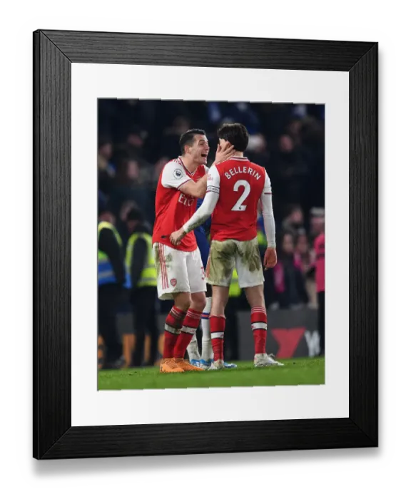 Framed Print : Arsenal's Xhaka and Bellerin Celebrate Premier League Victory Over Chelsea Framed Print : Arsenal's Xhaka and Bellerin Celebrate Premier League Victory Over Chelsea