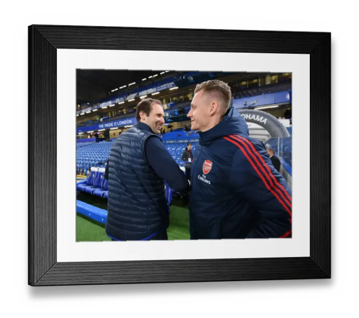 Framed Print : Arsenal's Bernd Leno and Petr Cech Reunited Before Chelsea Showdown