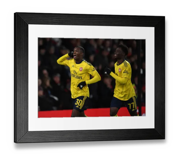 Framed Print : Arsenal's Eddie Nketiah and Bukayo Saka Celebrate Goals in FA Cup Fourth Round Clash vs AFC Bournemouth