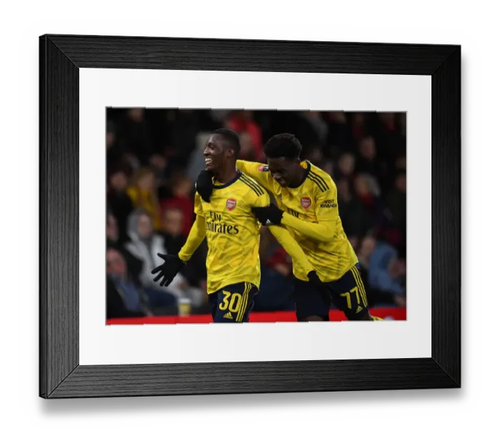 Framed Print : Arsenal's Nketiah and Saka Celebrate Goals in FA Cup Fourth Round Win over Bournemouth Framed Print : Arsenal's Nketiah and Saka Celebrate Goals in FA Cup Fourth Round Win over Bournemouth