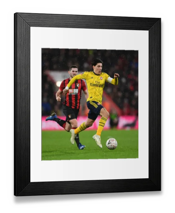 Framed Print : Arsenal's Hector Bellerin Goes Head-to-Head with AFC Bournemouth in FA Cup Showdown Framed Print : Arsenal's Hector Bellerin Goes Head-to-Head with AFC Bournemouth in FA Cup Showdown