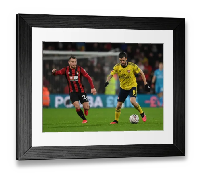 Framed Print : Dani Ceballos vs. Ryan Fraser: AFC Bournemouth vs. Arsenal FC - FA Cup Fourth Round Clash