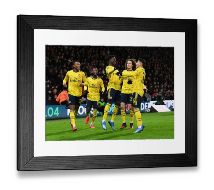 Framed Print : Arsenal's Bukayo Saka and Gabriel Martinelli Celebrate Goal Against AFC Bournemouth in FA Cup Fourth Round