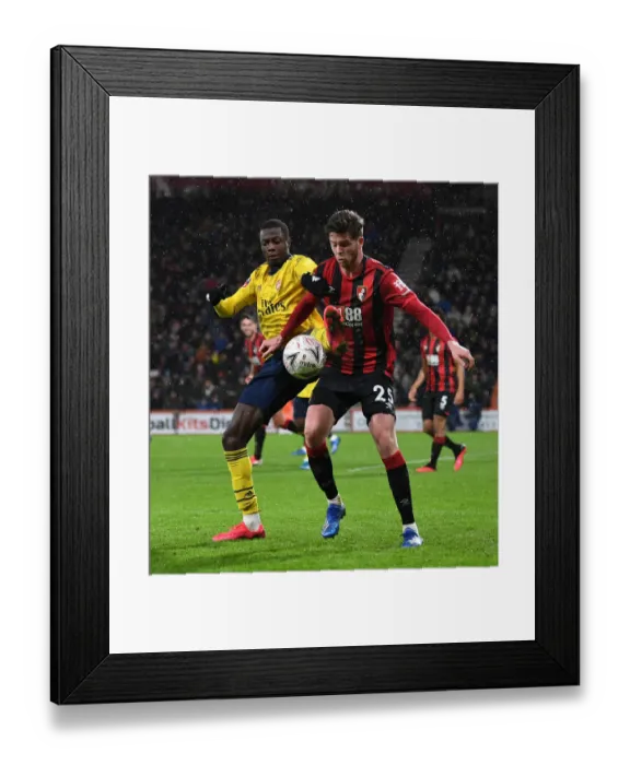 Framed Print : Pepe vs Simpson: Clash in the FA Cup Fourth Round - AFC Bournemouth vs Arsenal