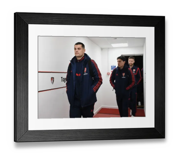 Framed Print : Arsenal's Xhaka Arrives at Vitality Stadium for FA Cup Clash vs AFC Bournemouth