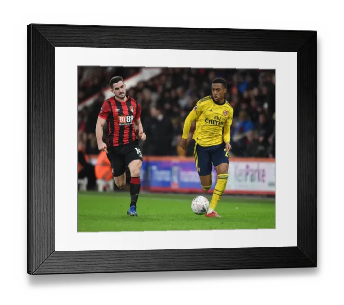 Framed Print : Arsenal's Joe Willock Clashes with Bournemouth's Lewis Cook in FA Cup Fourth Round