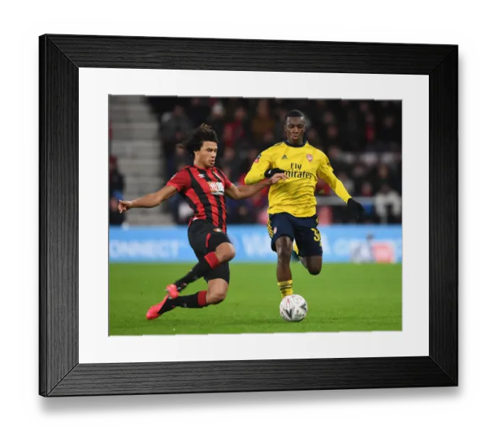 Framed Print : Arsenal's Nketiah vs. Ake: A FA Cup Battle at Bournemouth