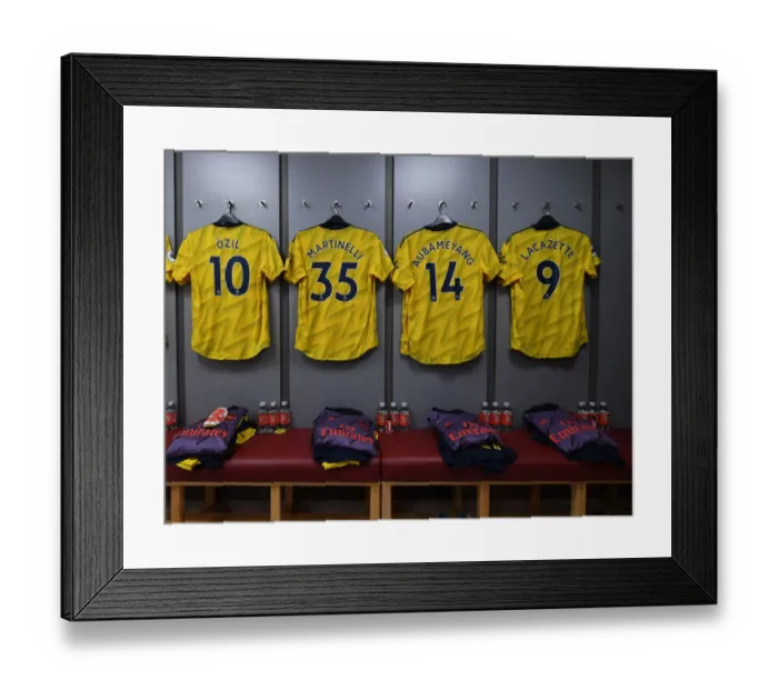 Framed Print : Arsenal's Away Changing Room at Burnley's Turf Moor Ahead of Premier League Clash Framed Print : Arsenal's Away Changing Room at Burnley's Turf Moor Ahead of Premier League Clash