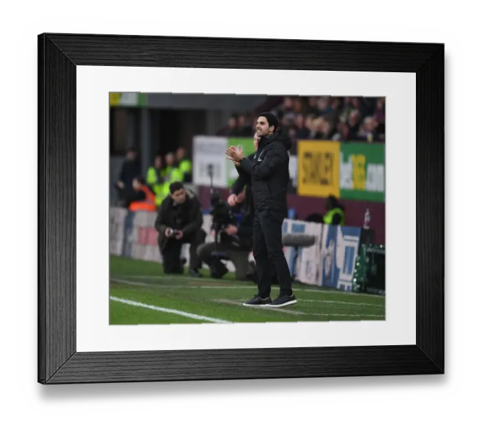 Framed Print : Mikel Arteta Leads Arsenal Against Burnley in Premier League Clash