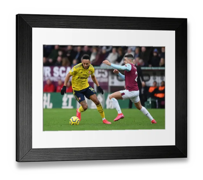 Framed Print : Aubameyang vs. Lowton: Burnley vs. Arsenal, Premier League 2019-2020