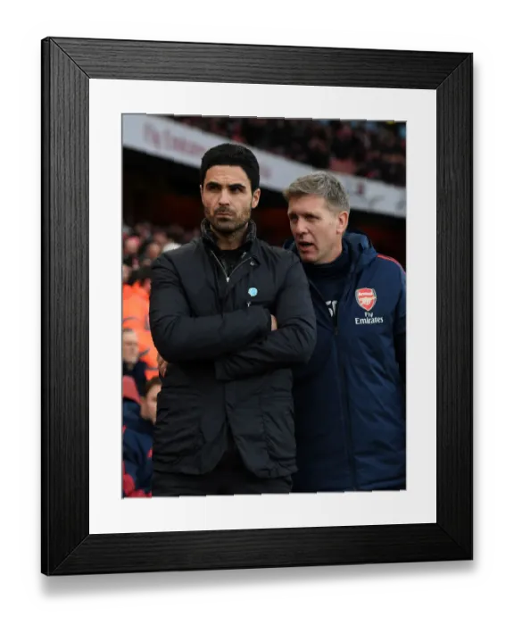 Framed Print : Arsenal FC: Mikel Arteta and Steve Round Pre-Match at Emirates Stadium (Arsenal v Newcastle United, Premier League)
