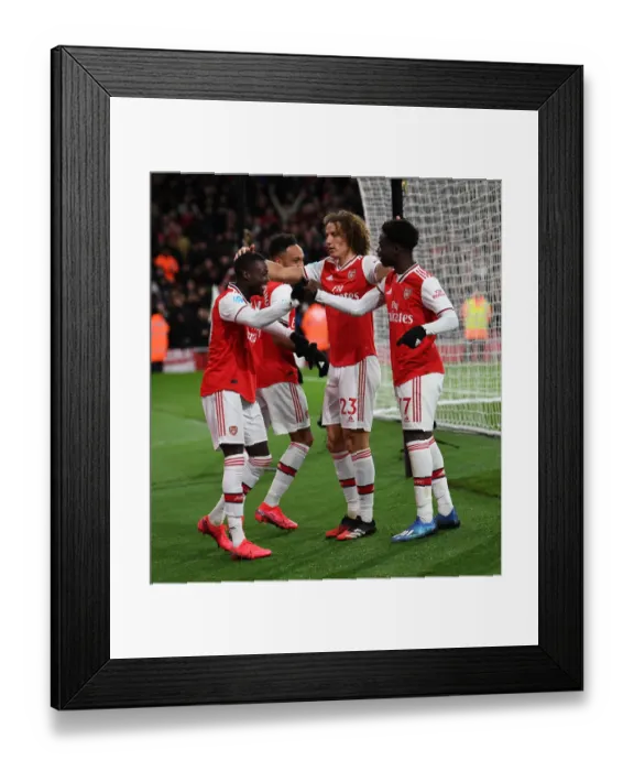 Framed Print : Arsenal's Pepe and Saka Celebrate Goal vs Newcastle United (2019-20) Framed Print : Arsenal's Pepe and Saka Celebrate Goal vs Newcastle United (2019-20)