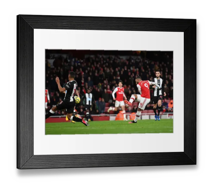 Framed Print : Alexandre Lacazette Scores Arsenal's Fourth Goal Against Newcastle United - Arsenal FC vs Newcastle United, Premier League 2019-2020