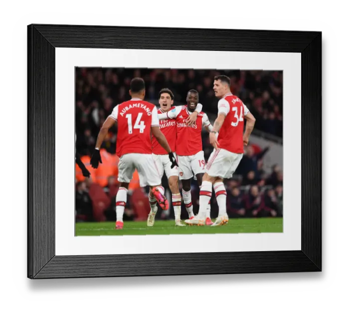 Framed Print : Arsenal Celebrate First Goal Against Newcastle United in Premier League Showdown Framed Print : Arsenal Celebrate First Goal Against Newcastle United in Premier League Showdown