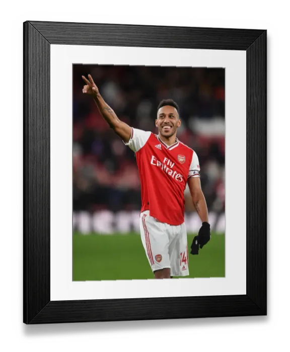 Framed Print : Arsenal's Aubameyang Reacts After Arsenal v Newcastle United Premier League Match