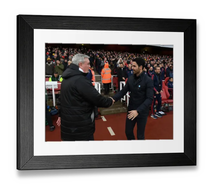 Framed Print : Arsenal vs Newcastle: Mikel Arteta and Steve Bruce Pre-Match Handshake - Premier League 2019-20 Framed Print : Arsenal vs Newcastle: Mikel Arteta and Steve Bruce Pre-Match Handshake - Premier League 2019-20