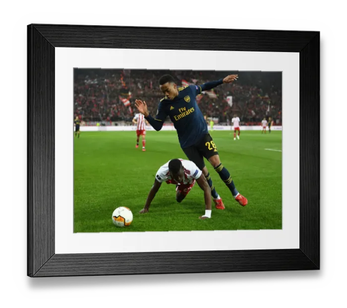 Framed Print : Olympiacos vs. Arsenal: Europa League Clash - Joe Willock Faces Off Against Ousseynou Ba Framed Print : Olympiacos vs. Arsenal: Europa League Clash - Joe Willock Faces Off Against Ousseynou Ba