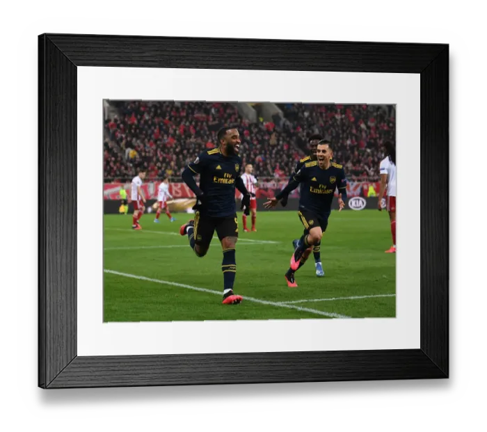 Framed Print : Alexandre Lacazette's Thrilling Goal: Arsenal's Europa League Victory Over Olympiacos (2020) Framed Print : Alexandre Lacazette's Thrilling Goal: Arsenal's Europa League Victory Over Olympiacos (2020)