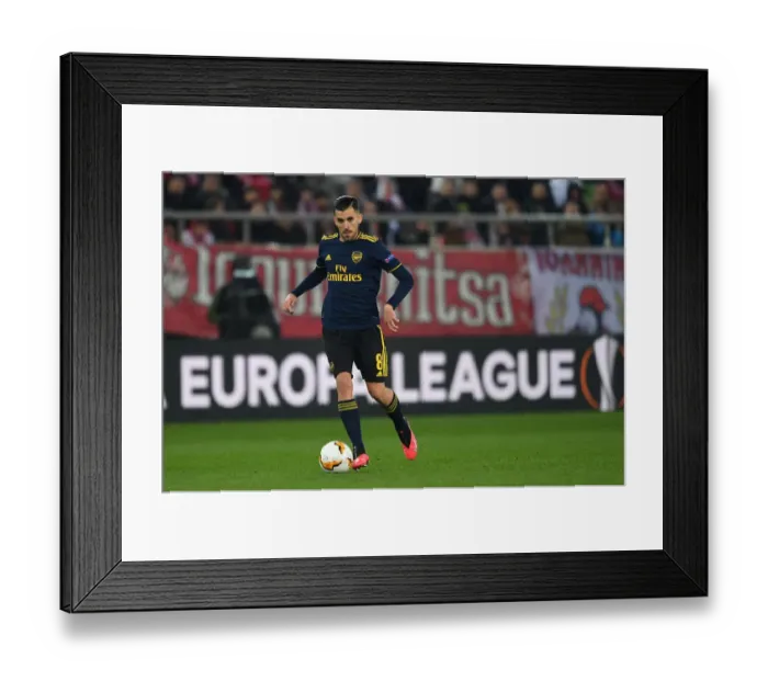 Framed Print : Dani Ceballos in Action: Olympiacos vs. Arsenal, UEFA Europa League Round of 32 First Leg
