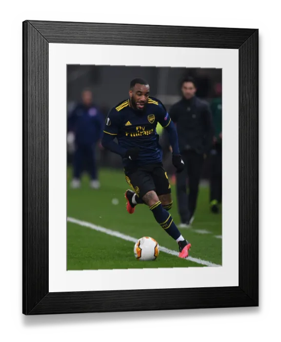 Framed Print : Alexandre Lacazette in Action: Arsenal vs. Olympiacos, UEFA Europa League 2019-20