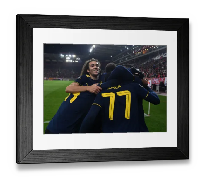 Framed Print : Matteo Guendouzi's Goal: Arsenal Takes the Lead Against Olympiacos in Europa League Framed Print : Matteo Guendouzi's Goal: Arsenal Takes the Lead Against Olympiacos in Europa League