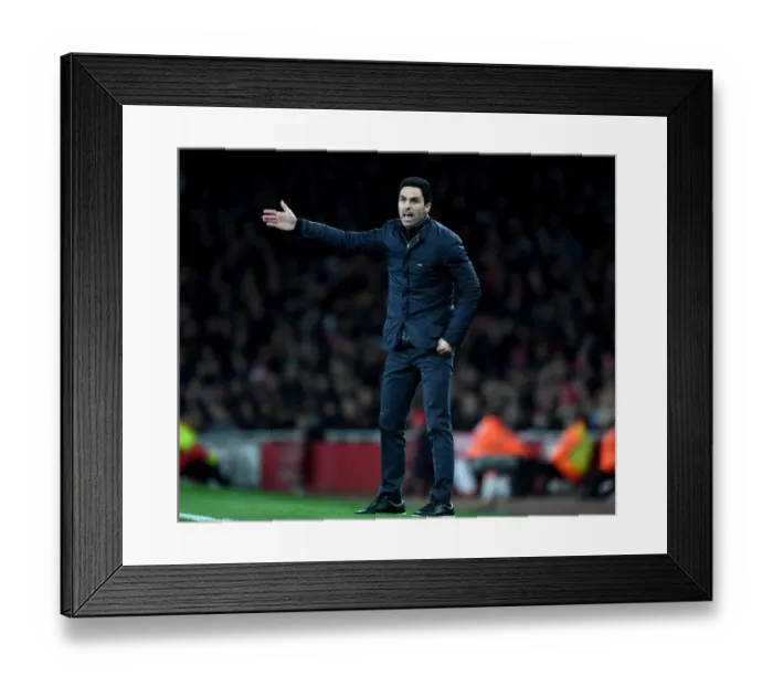 Framed Print : Mikel Arteta Leads Arsenal Against Everton in Premier League Showdown