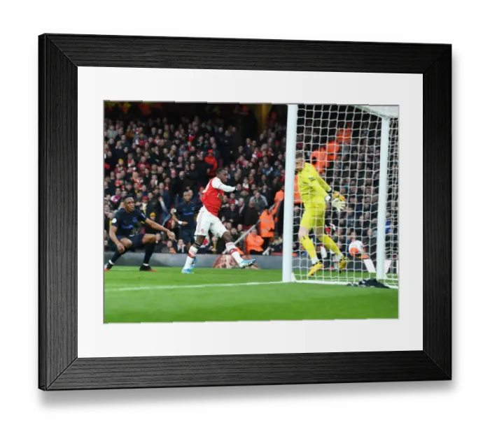Framed Print : Eddie Nketiah Scores First Premier League Goal for Arsenal Against Everton (2019-20)