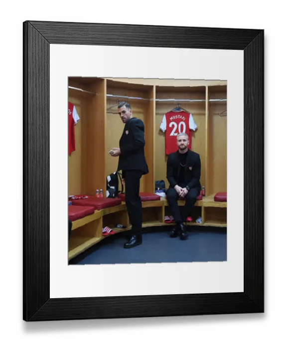 Framed Print : Arsenal FC: Dani Ceballos and Shkodran Mustafi in the Home Changing Room - Arsenal v Everton, Premier League 2019-2020