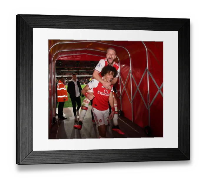 Framed Print : Arsenal's Mueller-Wancks and David Celebrate Goal Against Everton in Premier League Match Framed Print : Arsenal's Mueller-Wancks and David Celebrate Goal Against Everton in Premier League Match