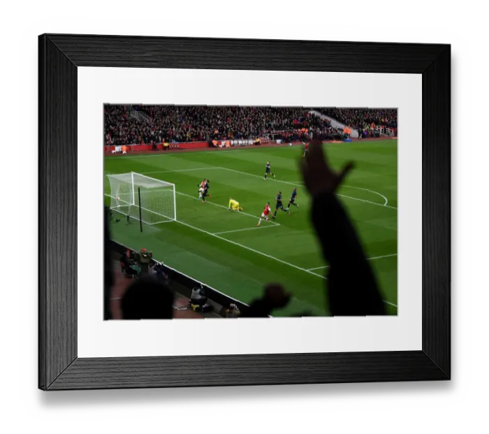 Framed Print : Aubameyang Scores His Second Goal: Arsenal's Victory Against Everton in the 2019-20 Premier League
