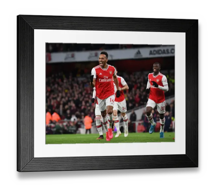 Framed Print : Arsenal's Aubameyang Scores Hat-trick vs Everton in Premier League: Arsenal FC 3-2 Everton FC, 2019-2020