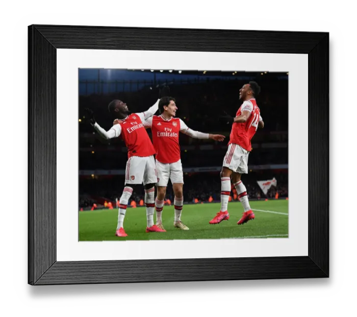 Framed Print : Arsenal's Aubameyang Scores Third Goal Against Everton in 2019-20 Premier League
