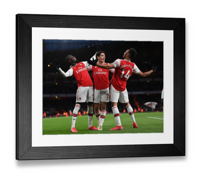 Framed Print : Arsenal's Aubameyang Scores Hat-Trick: Crushing Everton in the Premier League