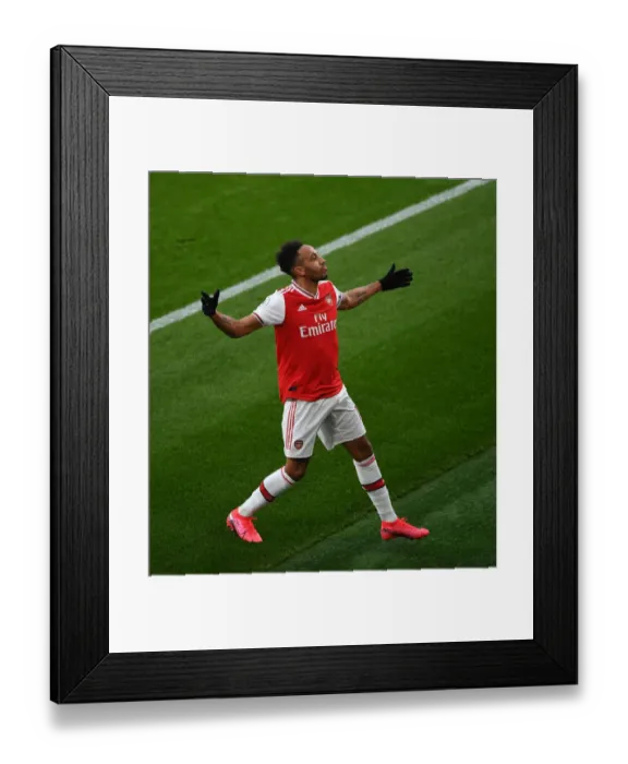 Framed Print : Aubameyang's Brace: Arsenal's Win Against Everton in Premier League (2020)