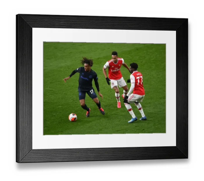 Framed Print : Arsenal vs Everton: Aubameyang and Saka Clash in Intense Premier League Showdown