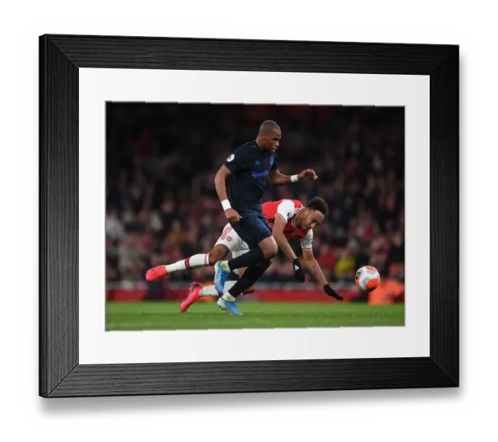 Framed Print : Arsenal vs. Everton: Aubameyang vs. Sidibe - A Winger Showdown in the Premier League
