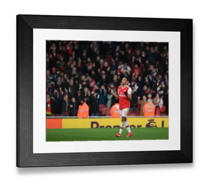 Framed Print : Arsenal's Aubameyang Reacts After Arsenal vs. Everton Premier League Clash (2019-20) Framed Print : Arsenal's Aubameyang Reacts After Arsenal vs. Everton Premier League Clash (2019-20)