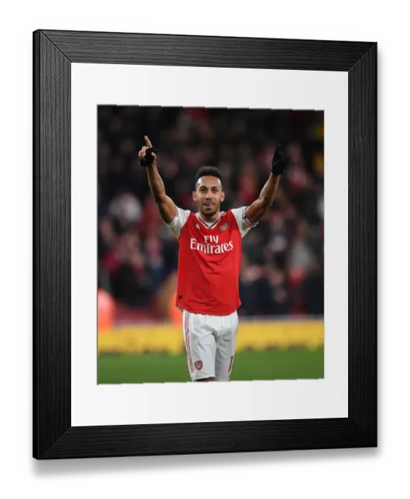 Framed Print : Arsenal's Aubameyang Reacts After Arsenal v Everton Premier League Clash (2019-20)