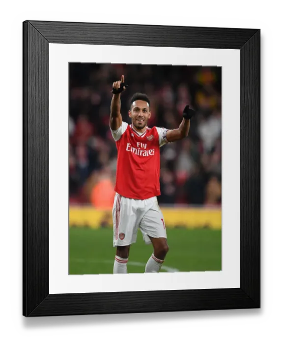Framed Print : Arsenal's Aubameyang Scores Thrilling Goal Against Everton in Premier League Clash Framed Print : Arsenal's Aubameyang Scores Thrilling Goal Against Everton in Premier League Clash