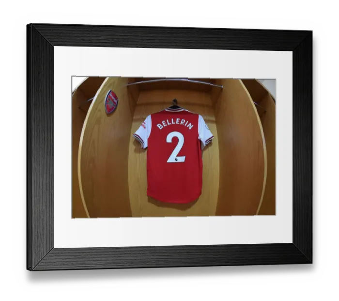 Framed Print : Hector Bellerin: Unwavering Focus and Determination in the Arsenal Changing Room Before Arsenal v Everton (2019-20)