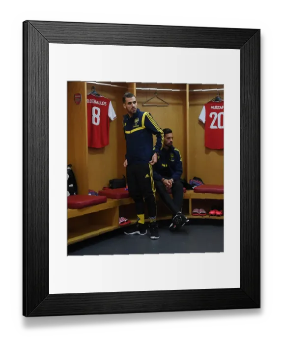 Framed Print : Arsenal FC: Dani Ceballos and Pablo Mari in the Changing Room - Gearing Up for Europa League Clash against Olympiacos Framed Print : Arsenal FC: Dani Ceballos and Pablo Mari in the Changing Room - Gearing Up for Europa League Clash against Olympiacos