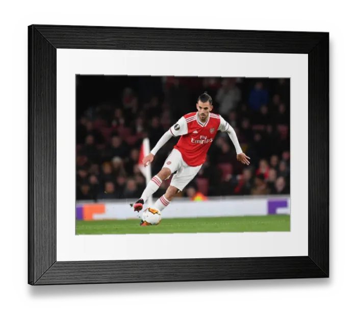 Framed Print : Arsenal's Dani Ceballos in Action against Olympiacos in Europa League Clash