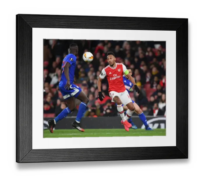 Framed Print : Arsenal's Aubameyang in Europa League Action: Arsenal FC vs Olympiacos FC (February 2020)